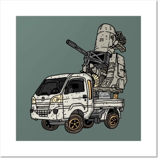 mini truck technical, air defense. Posters and Art